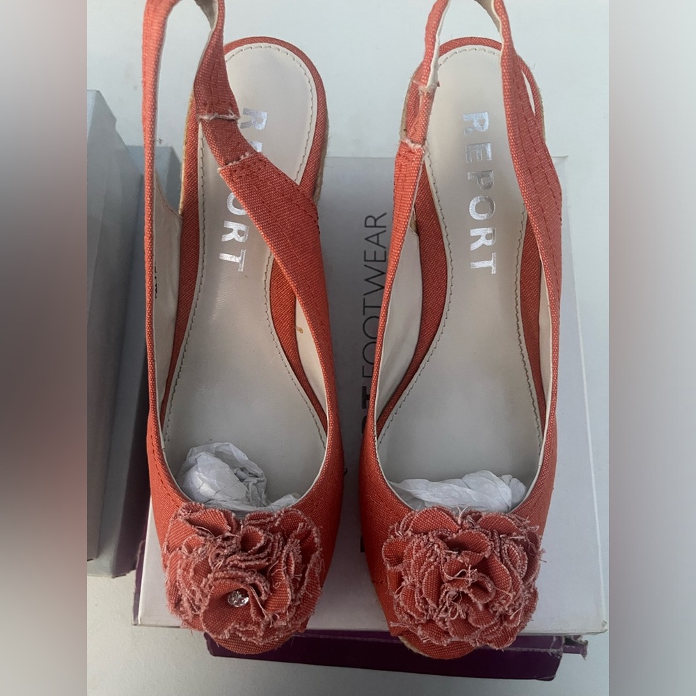 New Report burnt orange espadrille heels size 11